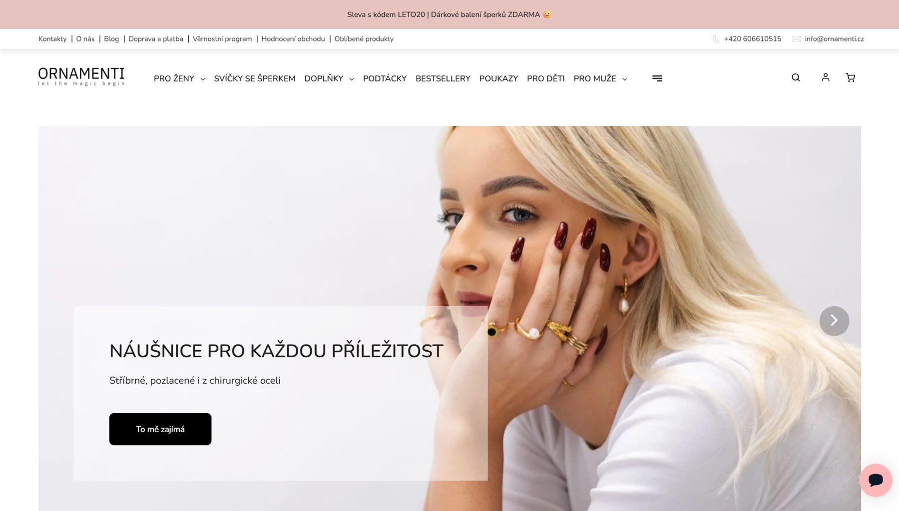 Existující ukázka e-shopu Ornamenti